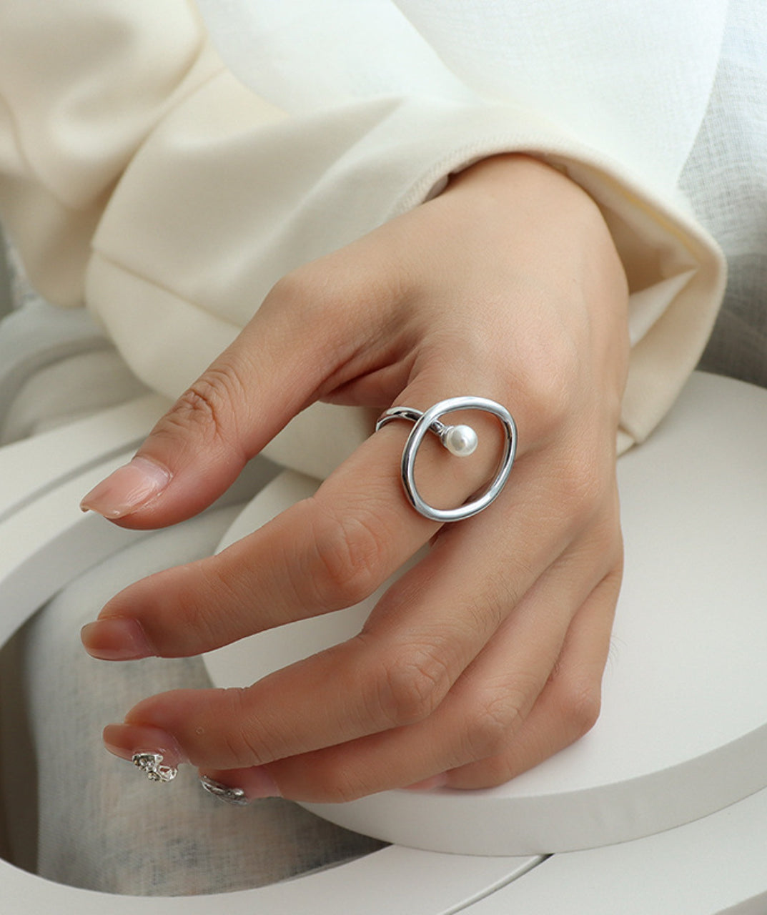 Modern Pearl Statement Ring