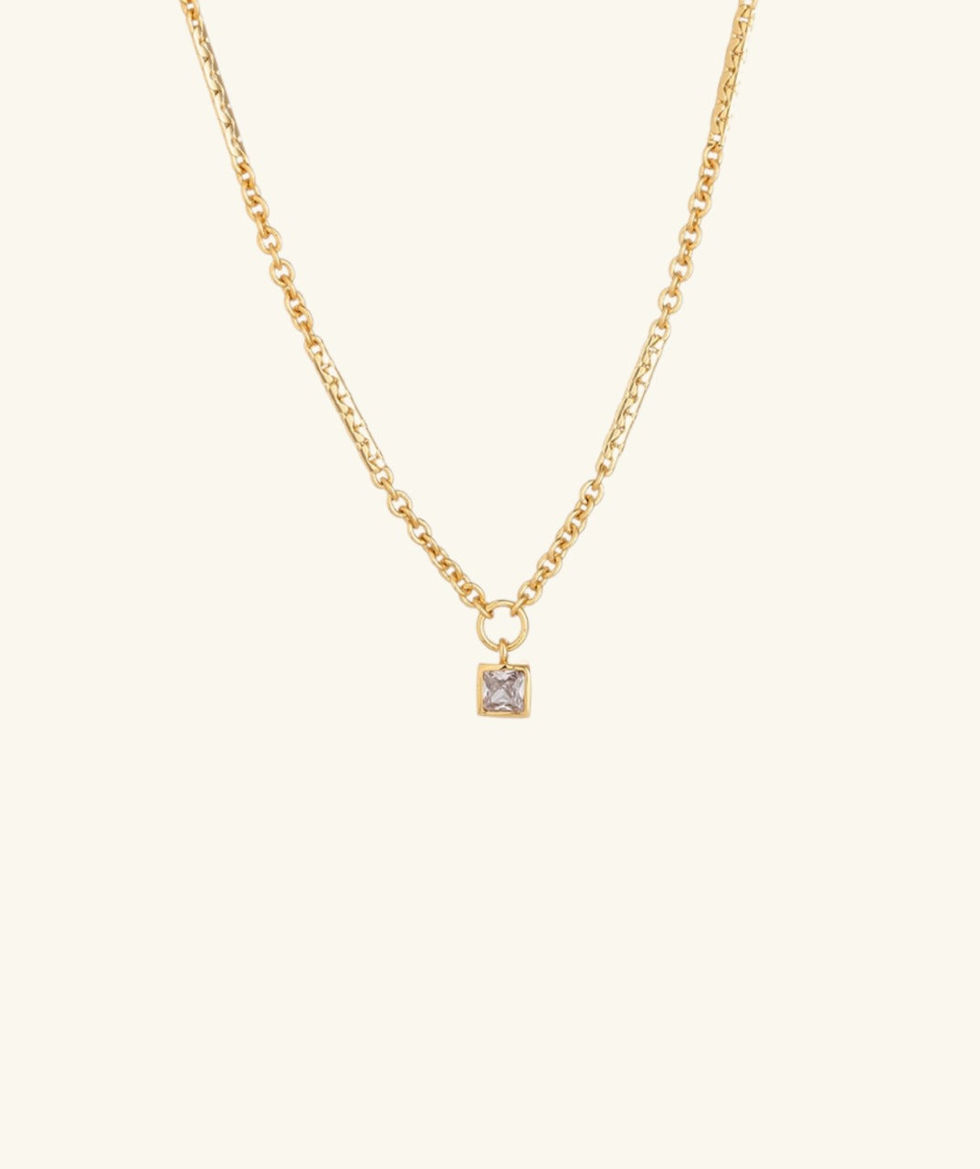 Square Zircon Pendant Necklace