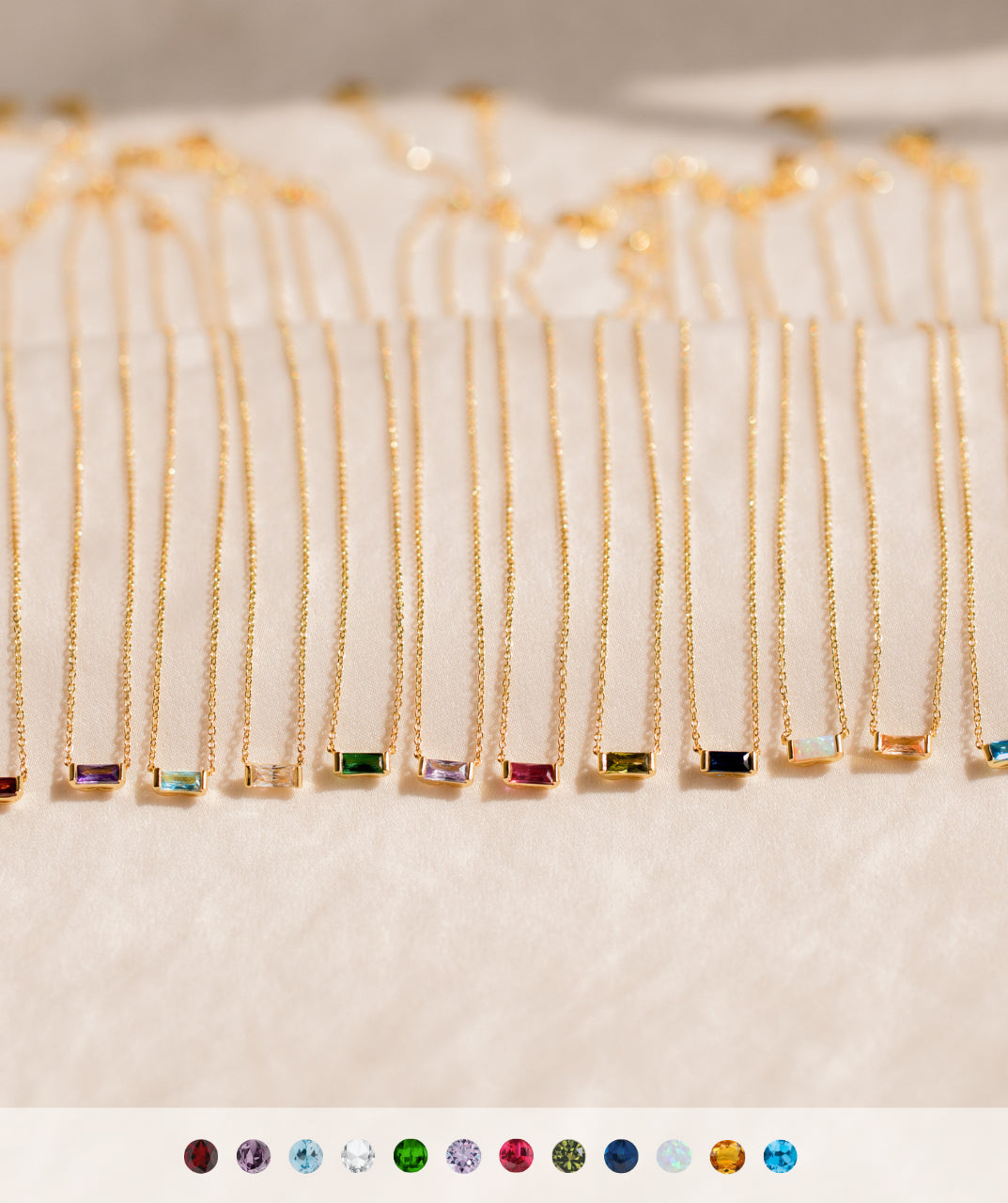 Rectangular Birthstone Necklace