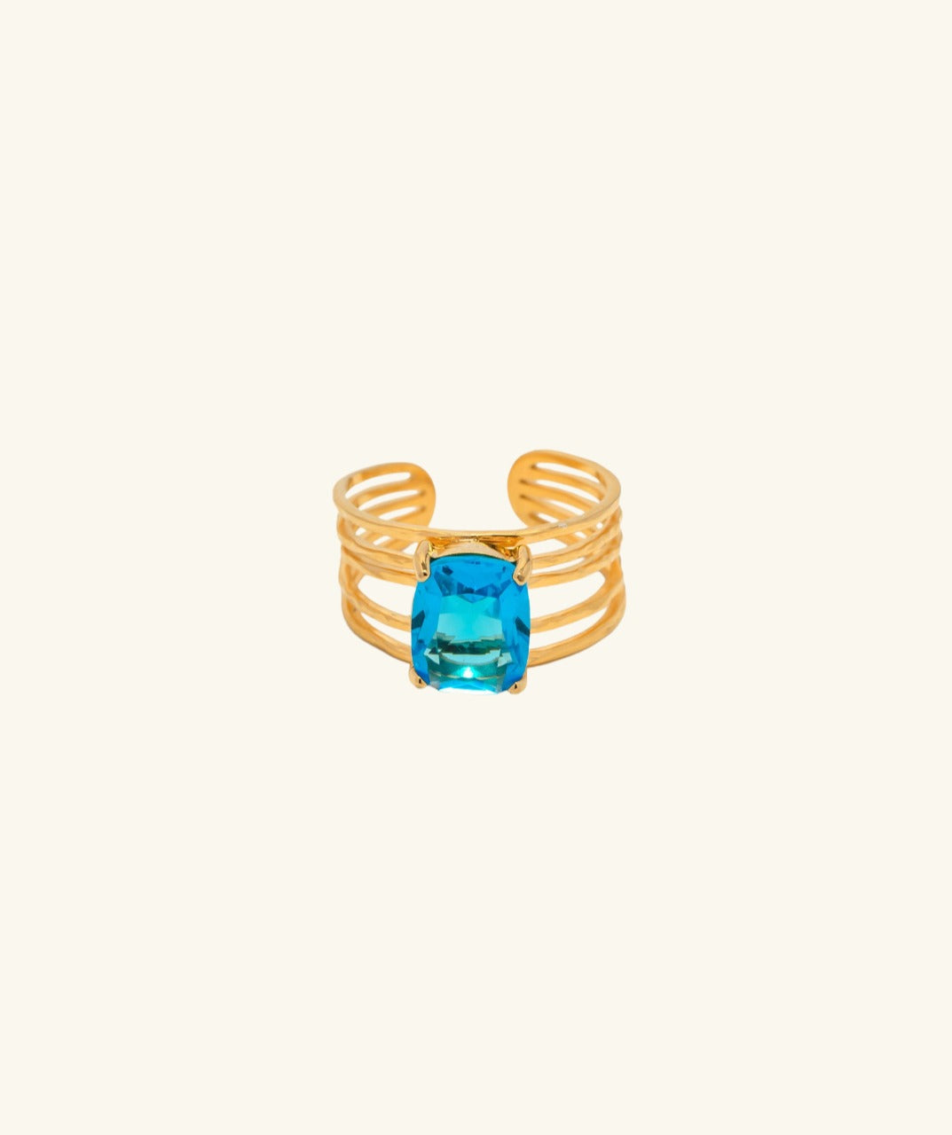 Rectangle Blue Gemstone Ring