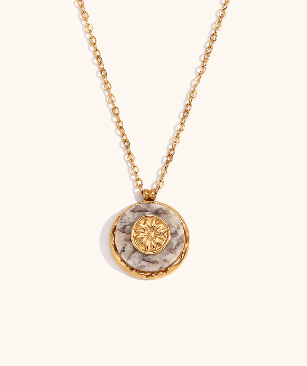 Sun Pattern Marble Necklace