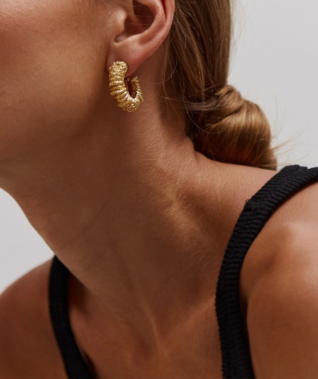 Golden Textured Hoop Earrings