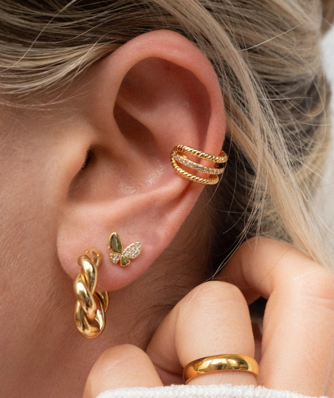 Sleek Gold Ear Cuffs