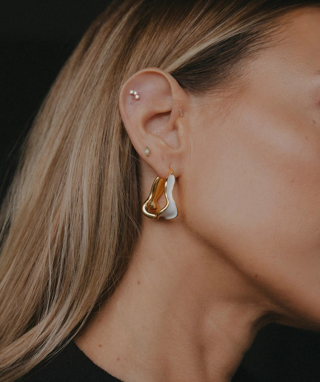 Irregular Enamel Hoop Earrings