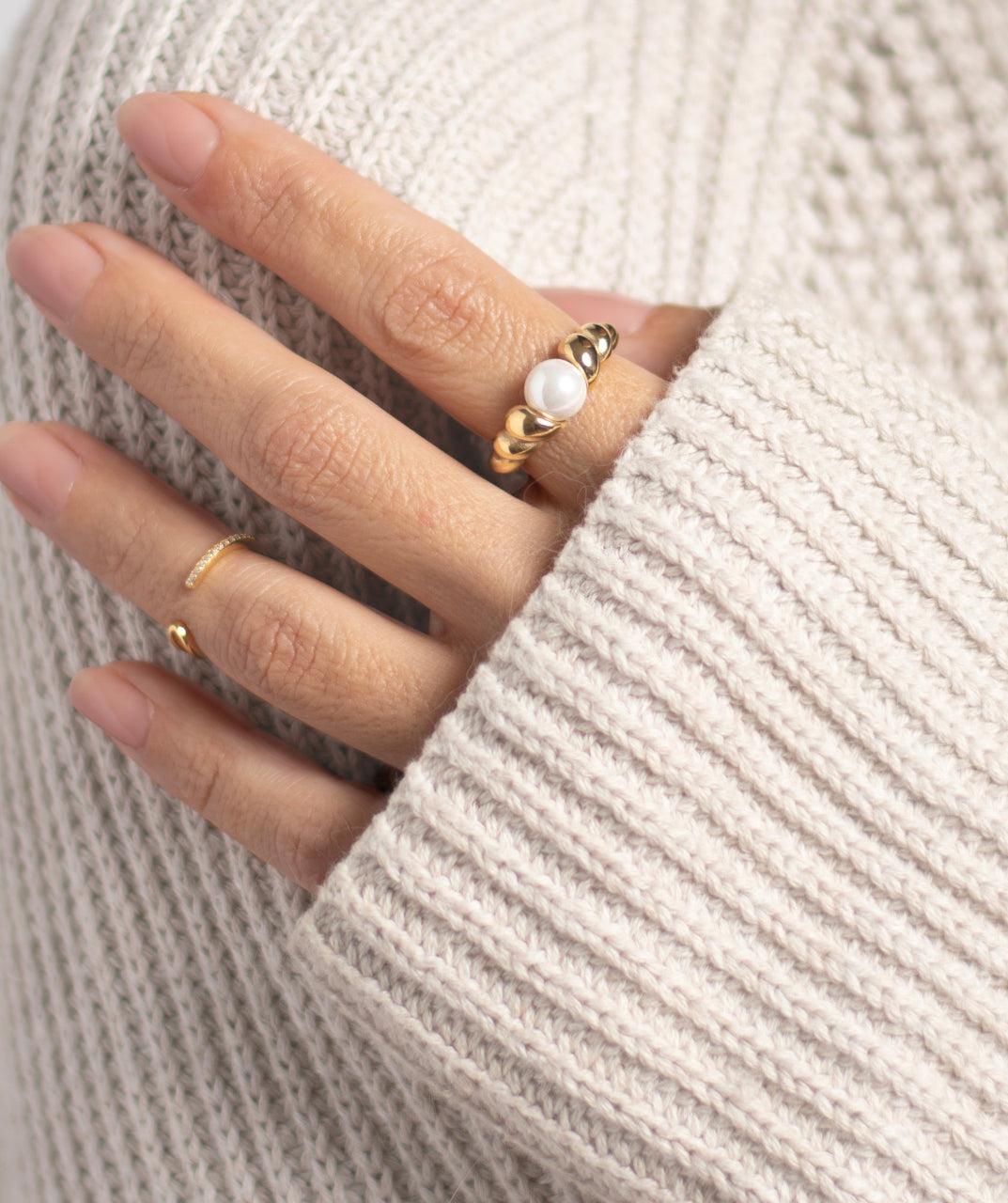 Pearl Gold Stackable Ring