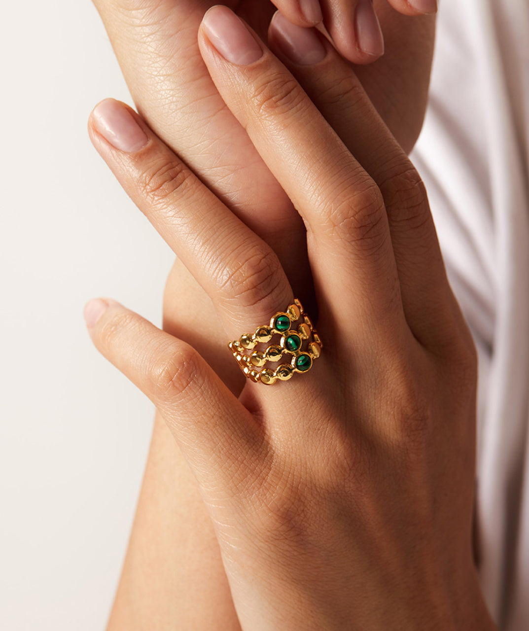 Layered Malachite Statement Ring