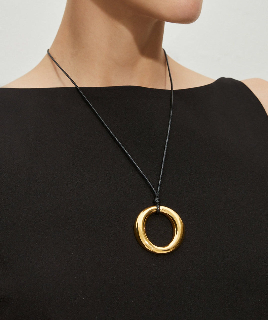 Endless Circle Pendant Cord Necklace