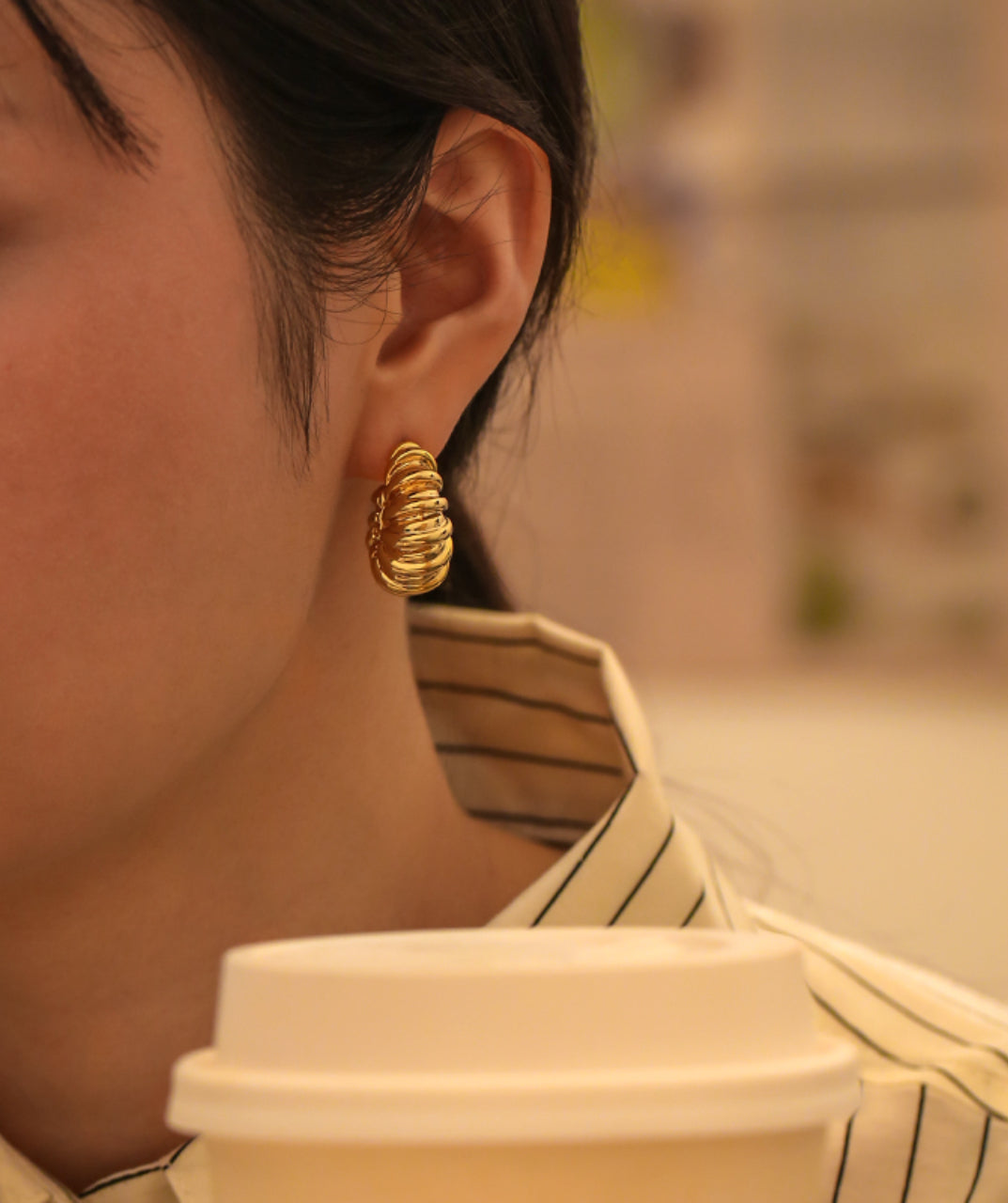 Helical Brass Hoop Earrings