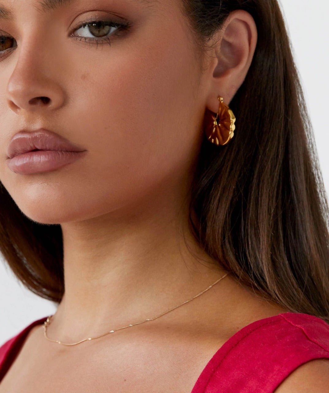 Leaf Pattern Hoop Earrings