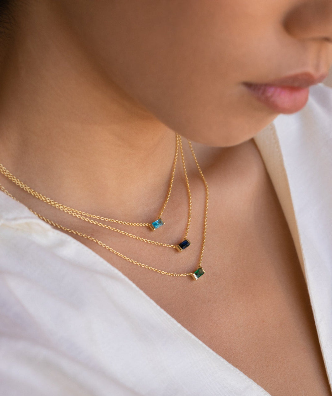 Rectangular Birthstone Necklace