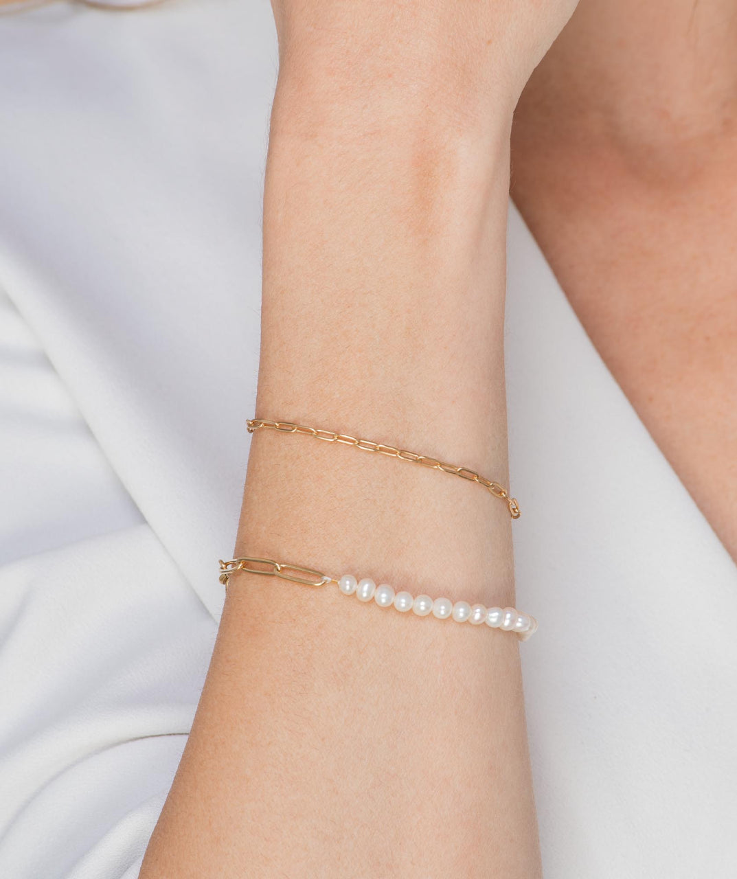 Pearl Paperclip Chain Bracelet