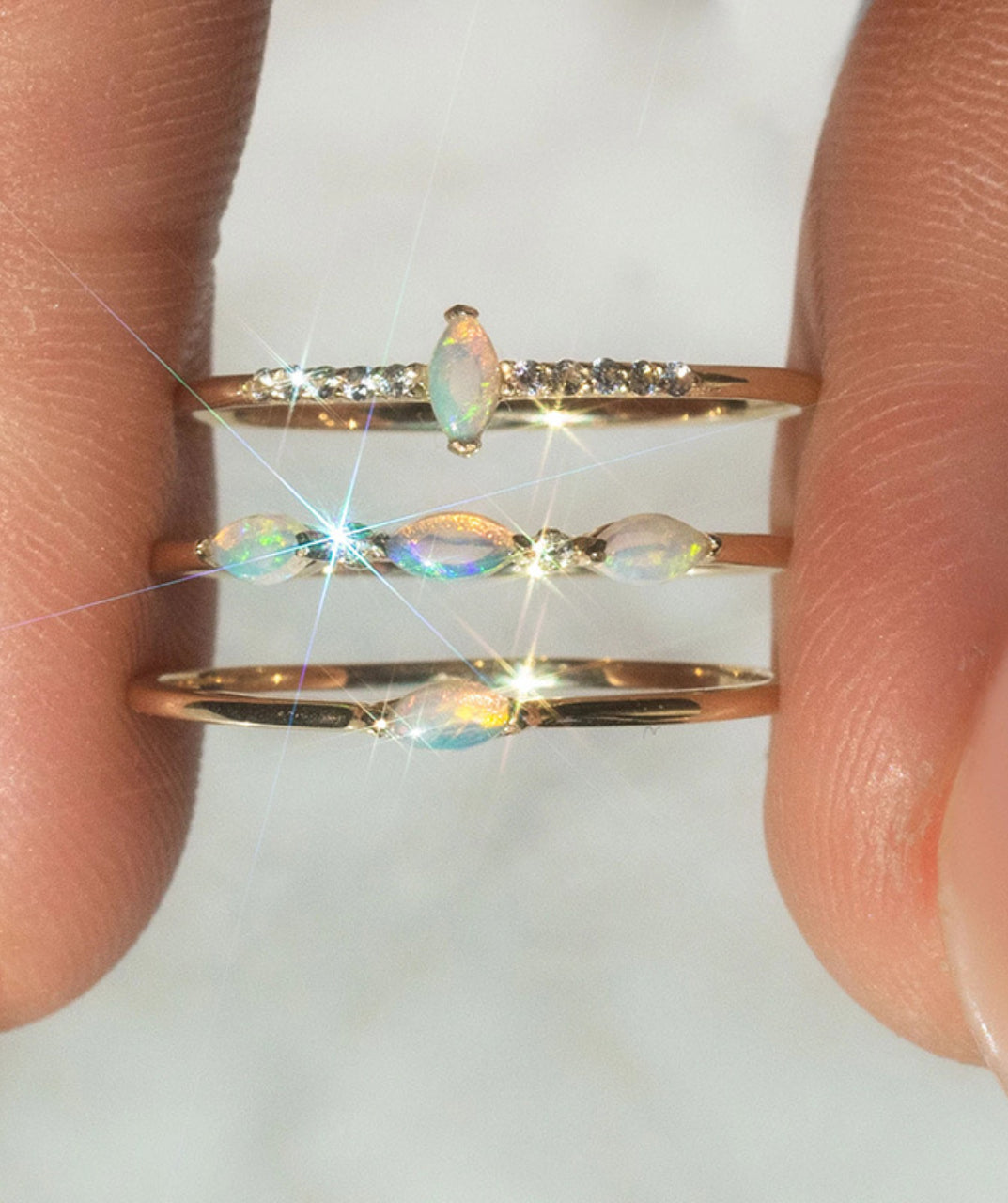 Opal Diamond Stackable Ring