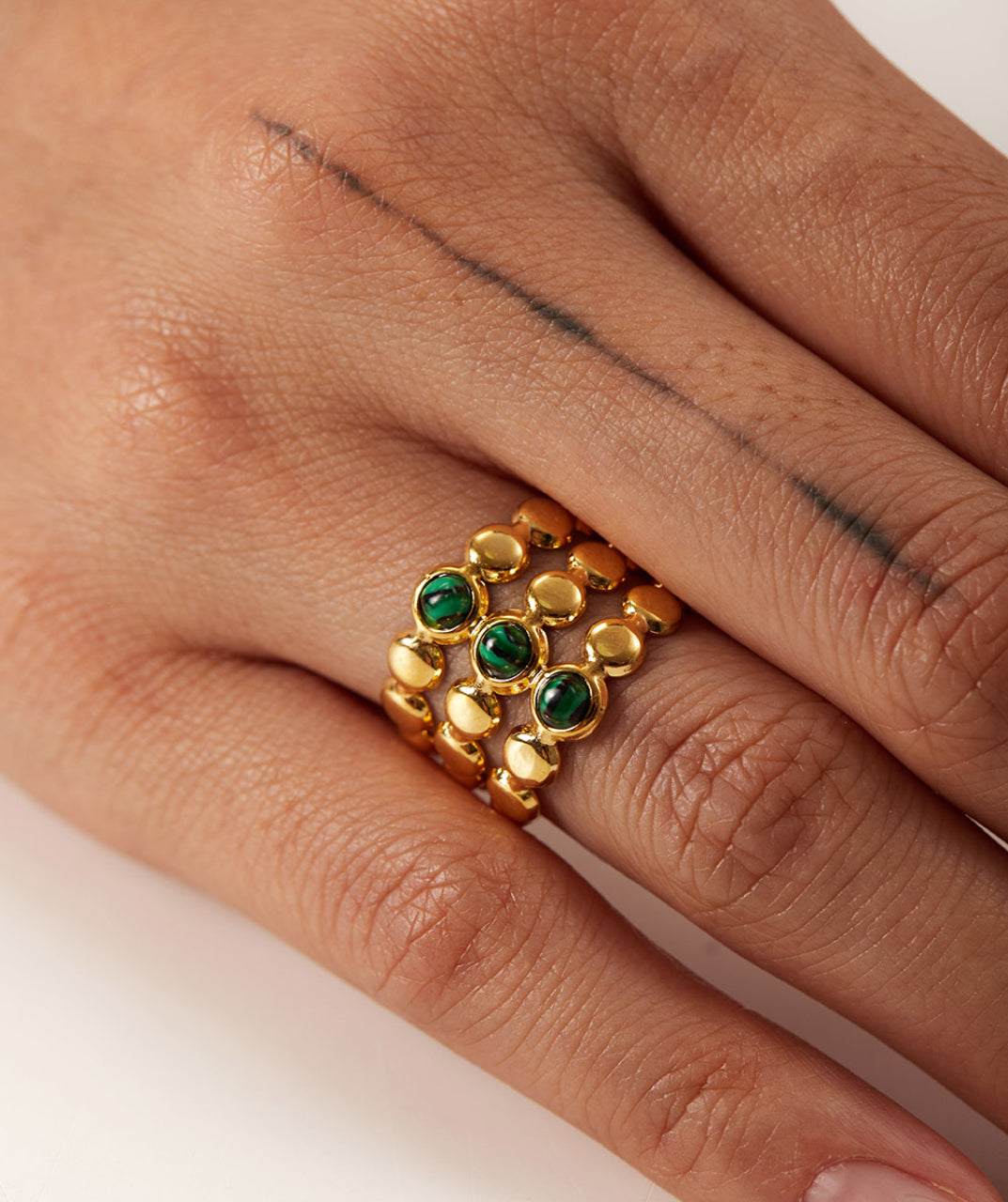 Layered Malachite Statement Ring