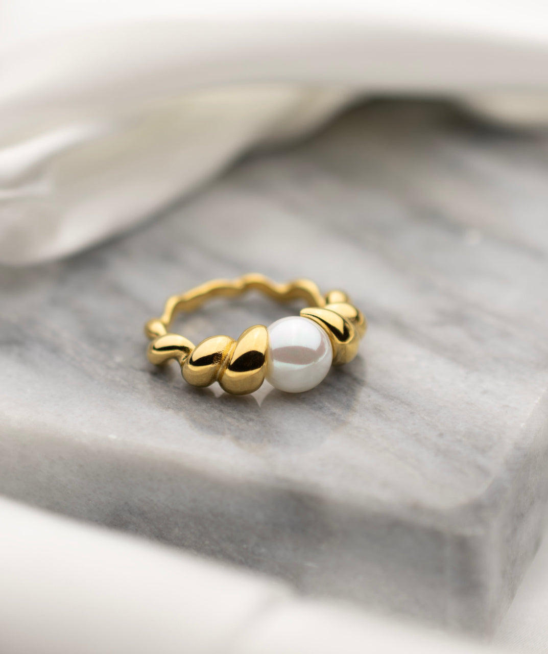 Pearl Gold Stackable Ring