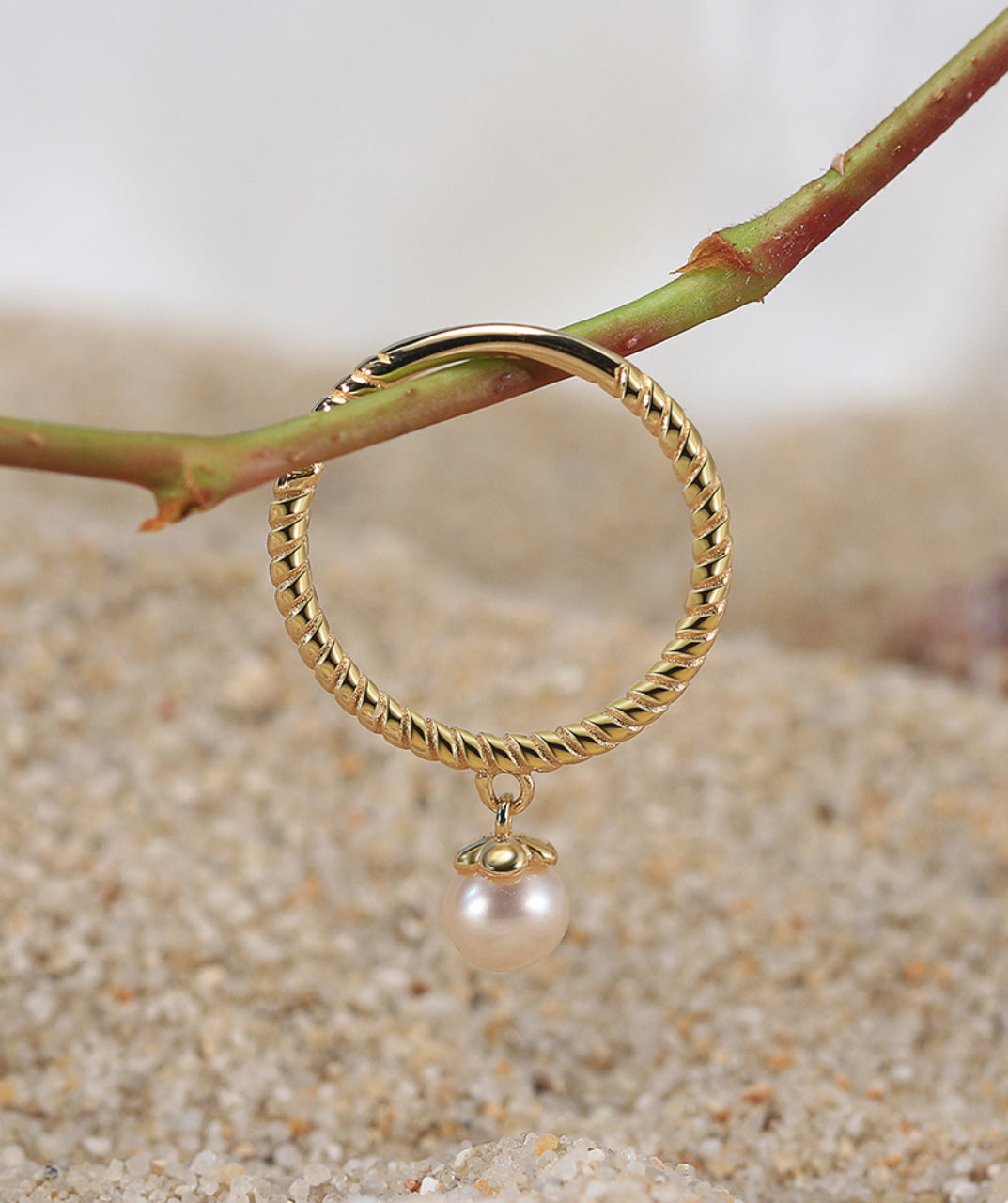 Twist Pearl Stackable Ring