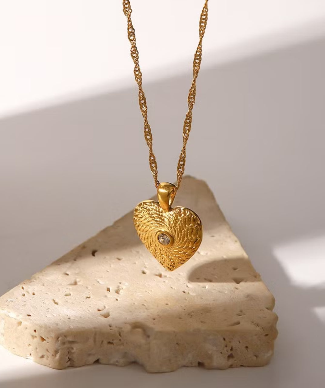 Heart Textured Pendant Necklace