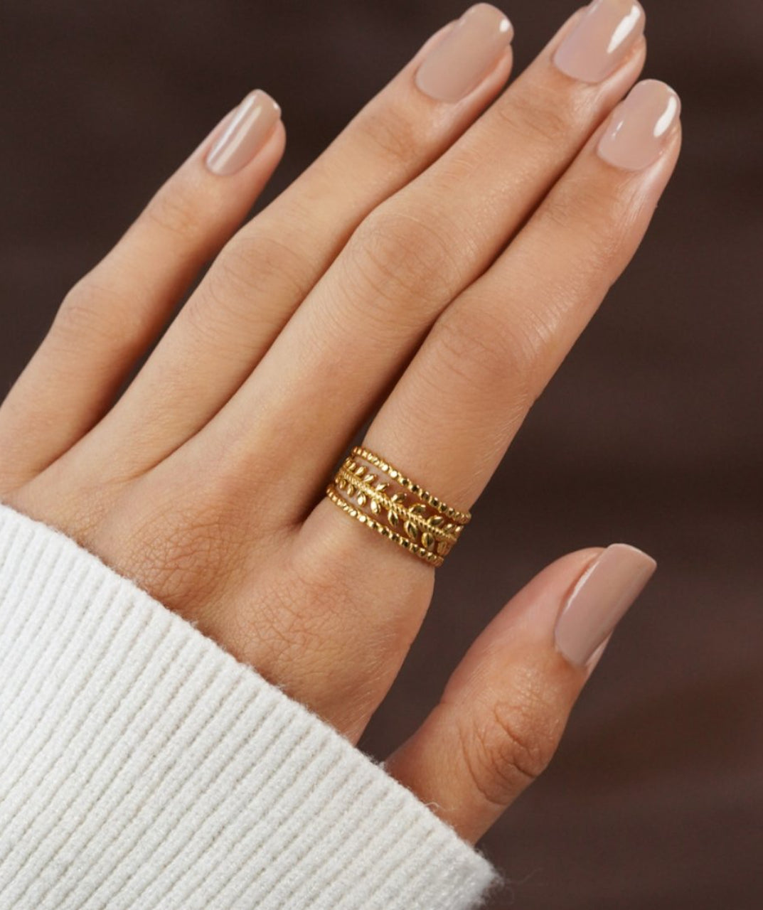 Leaf Hollow Stackable Ring