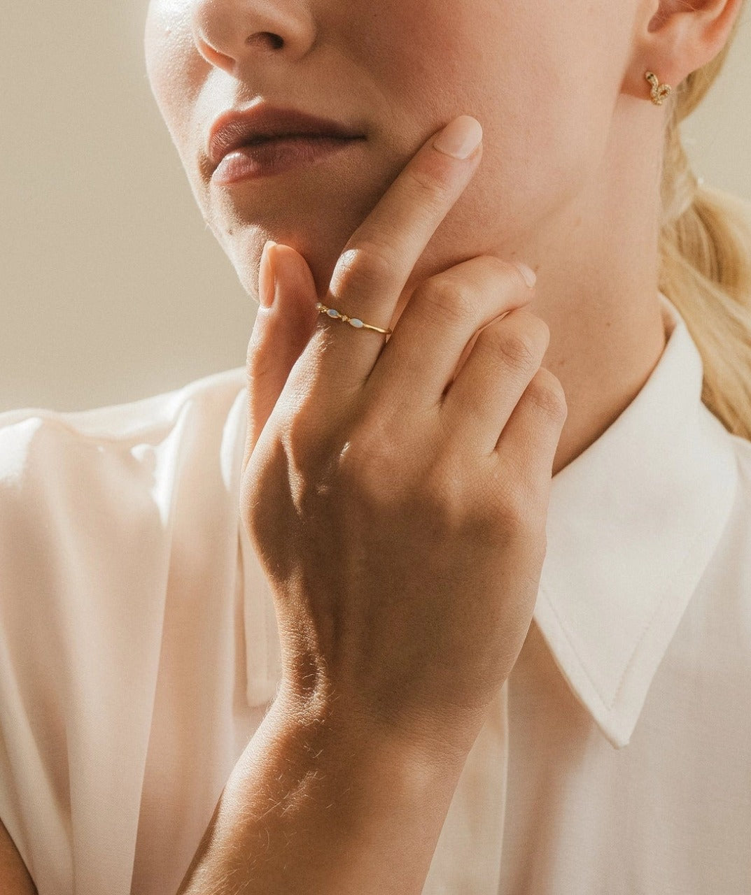 Opal Diamond Stackable Ring