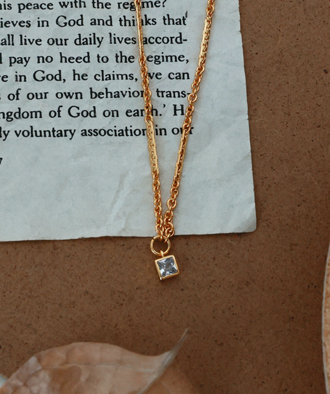 Square Zircon Pendant Necklace