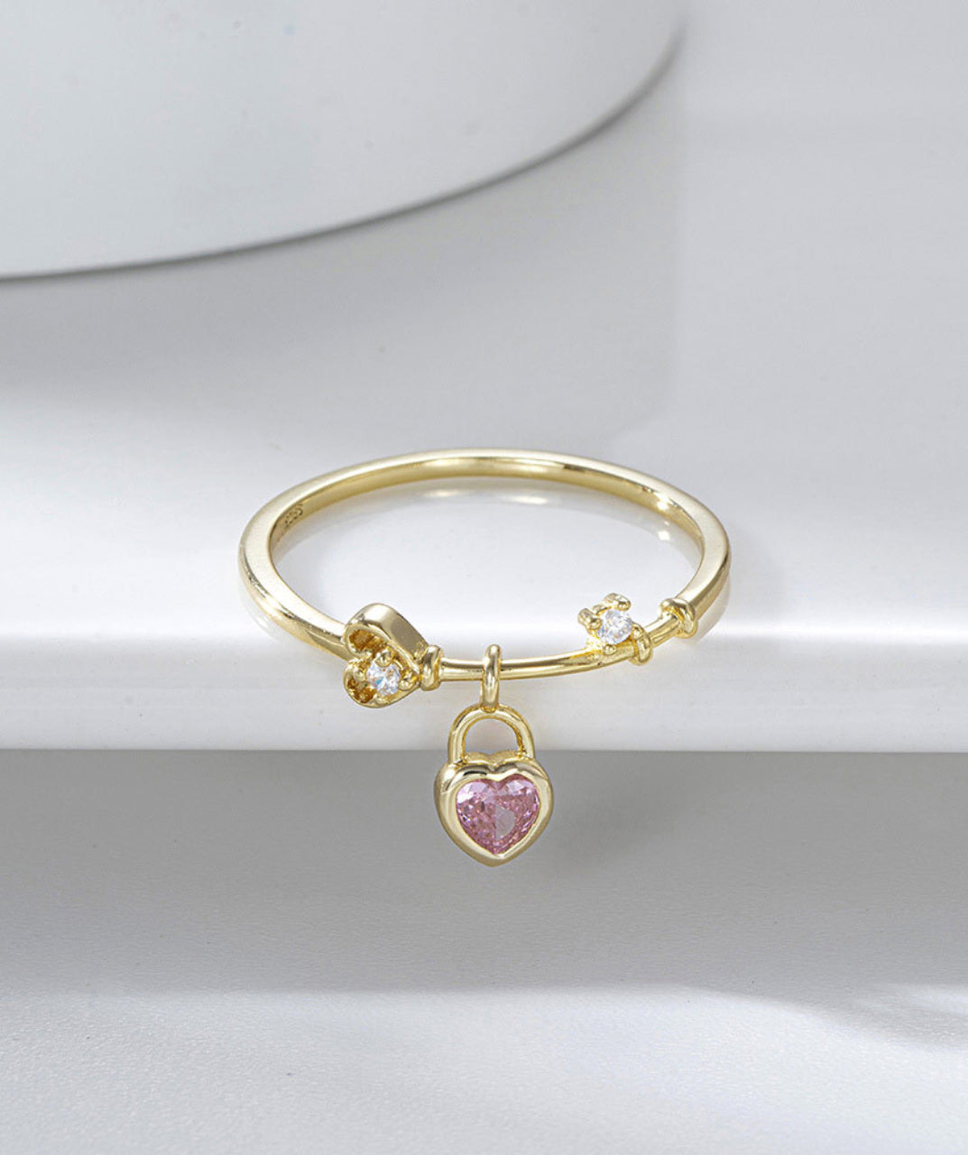 Heart Pendant Stackable Ring