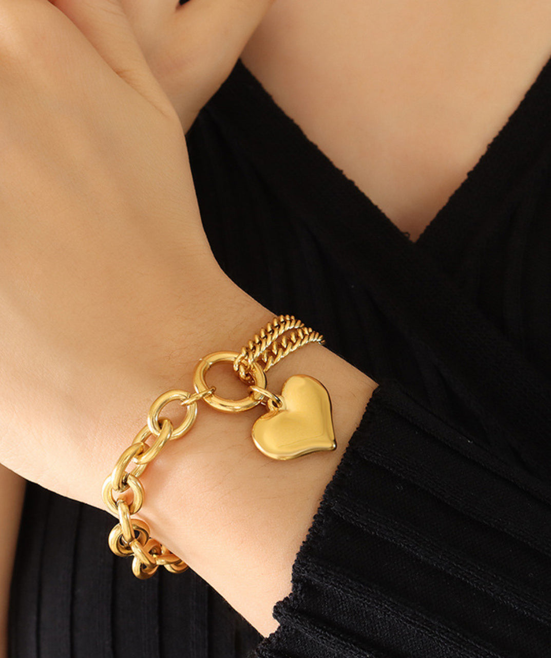 Heart Chunky Chain Bracelet