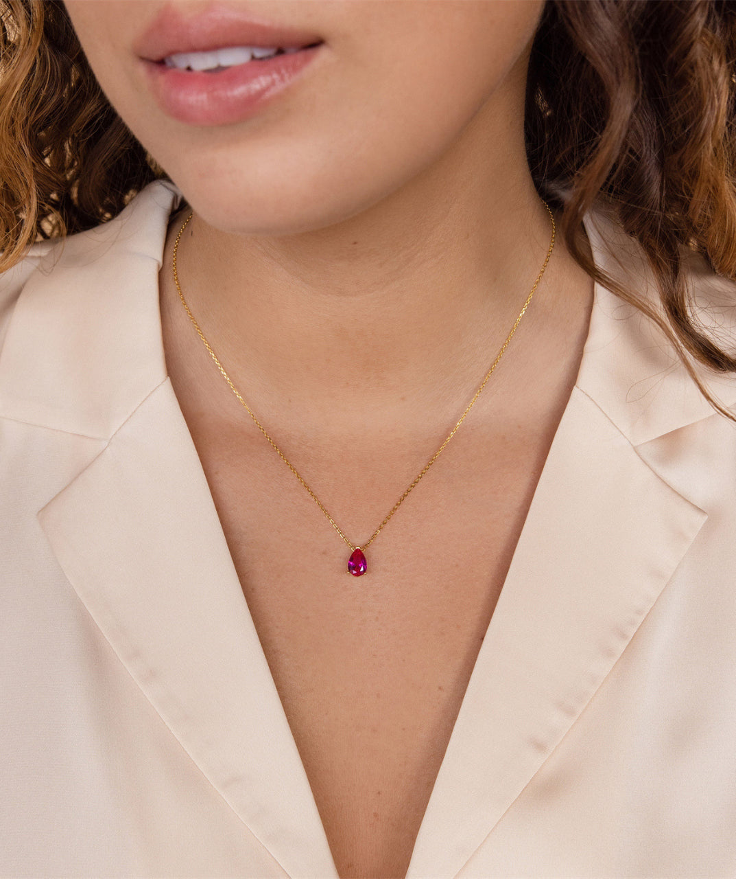 Teardrop Birthstone Necklace