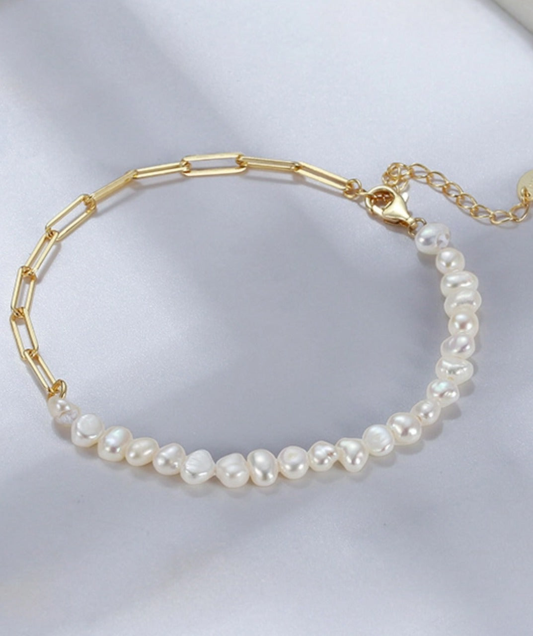 Pearl Paperclip Chain Bracelet