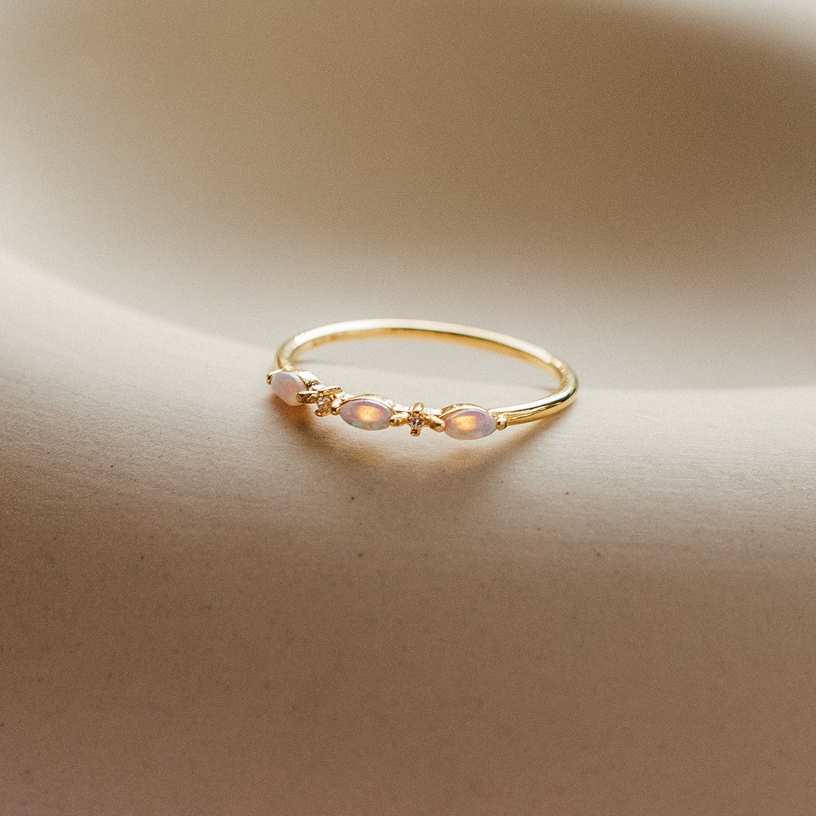 Opal Diamond Stackable Ring