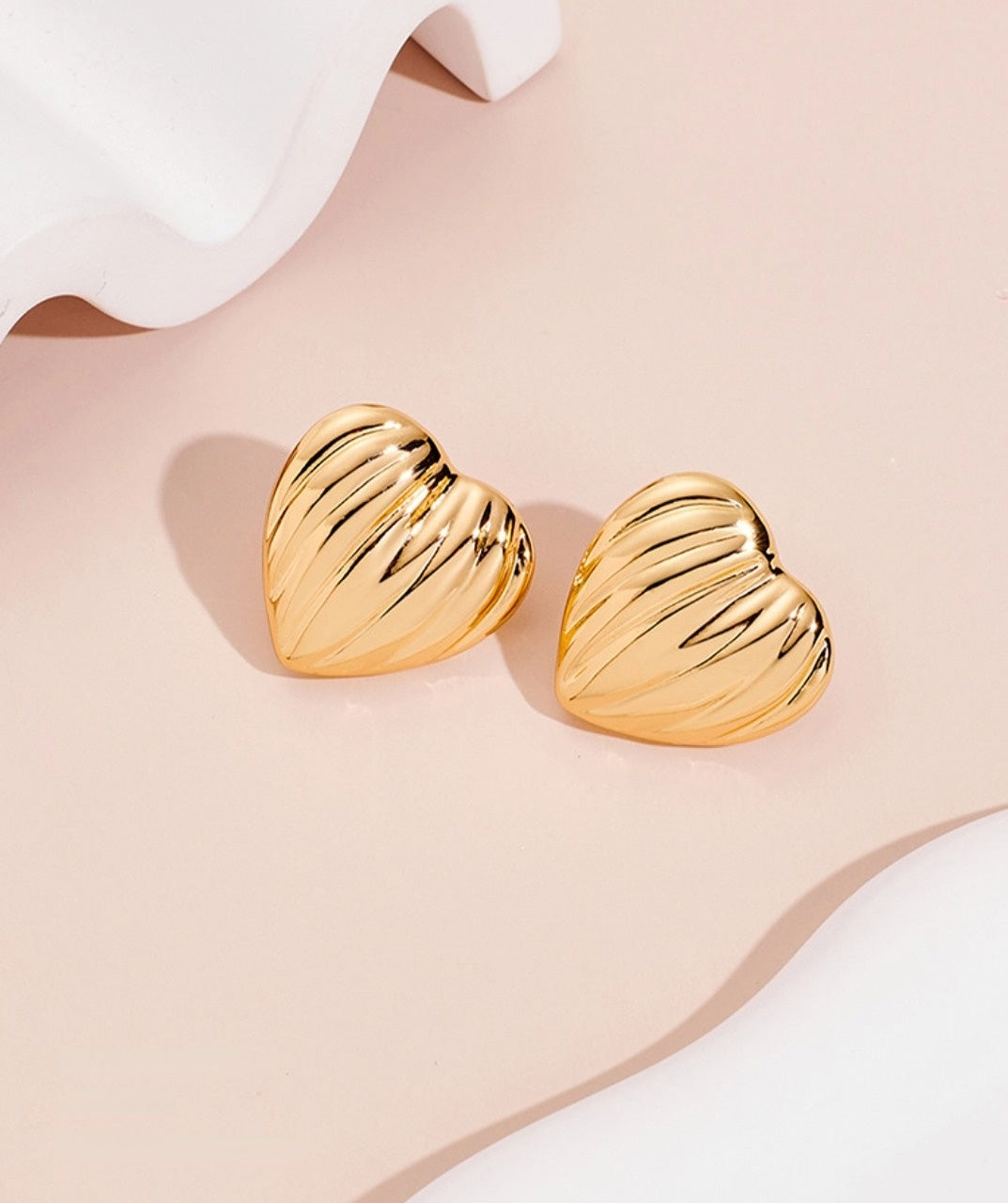 Textured Heart Stud Earrings