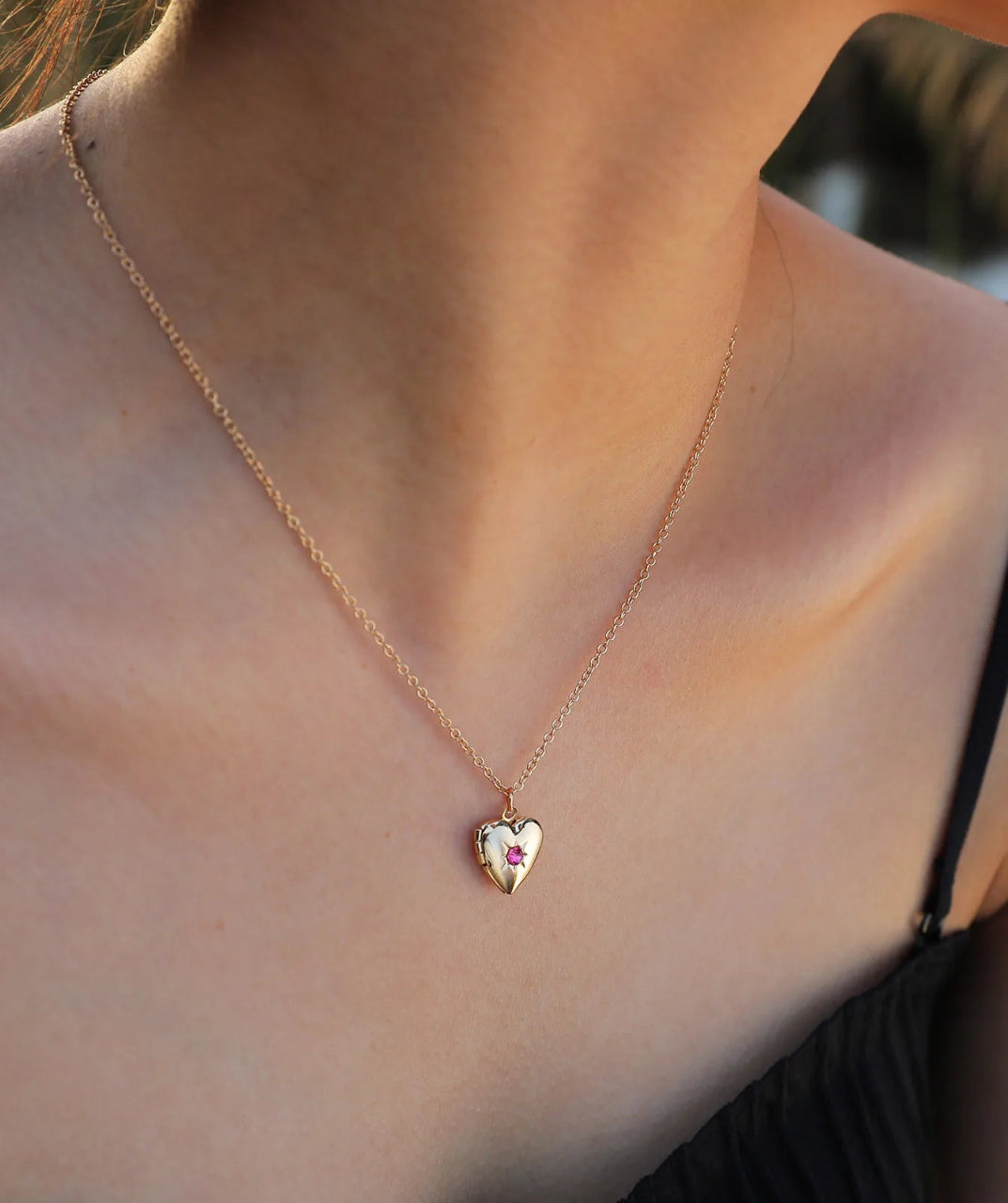 Heart Birthstone Locket Necklace