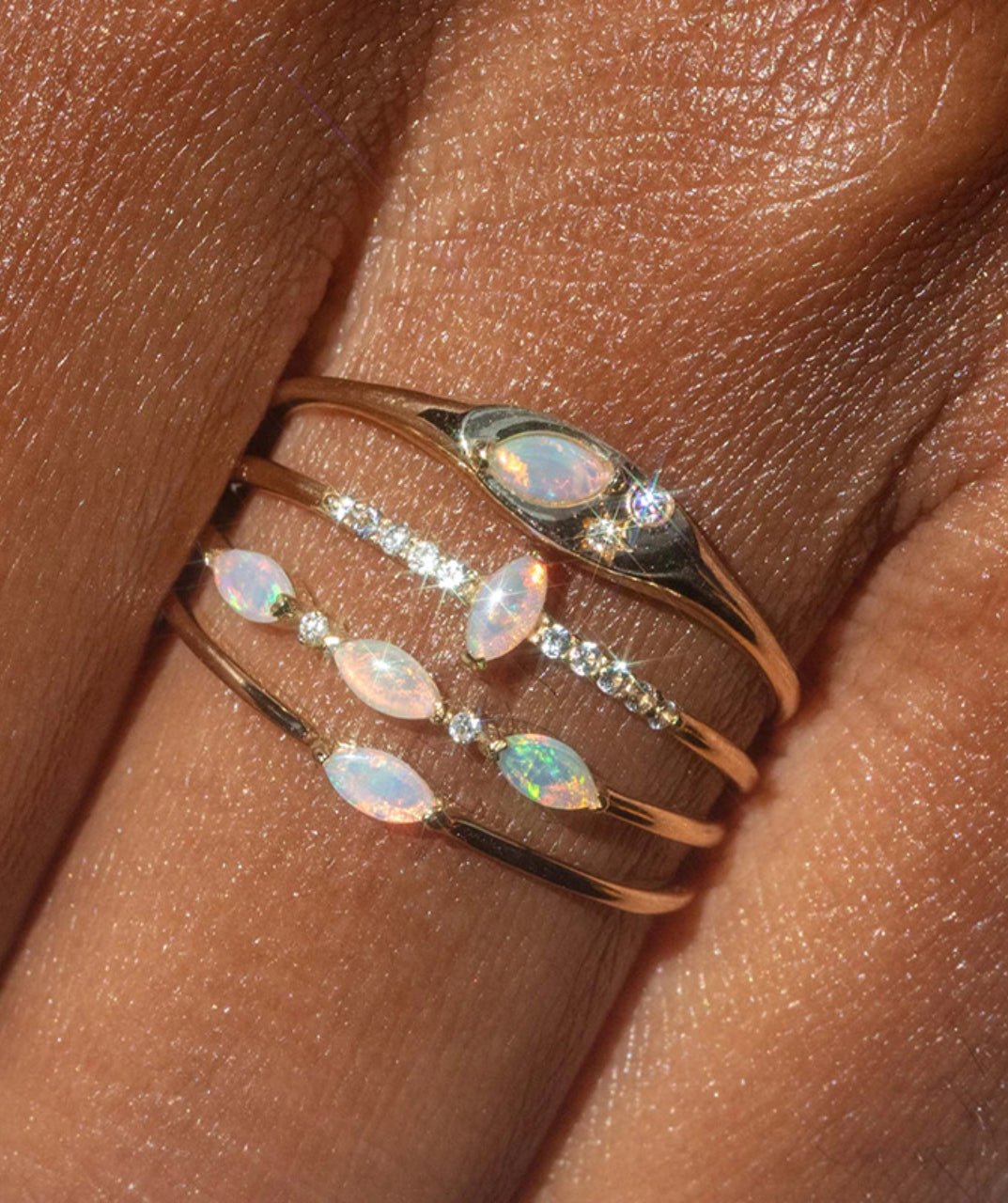 Opal Diamond Stackable Ring