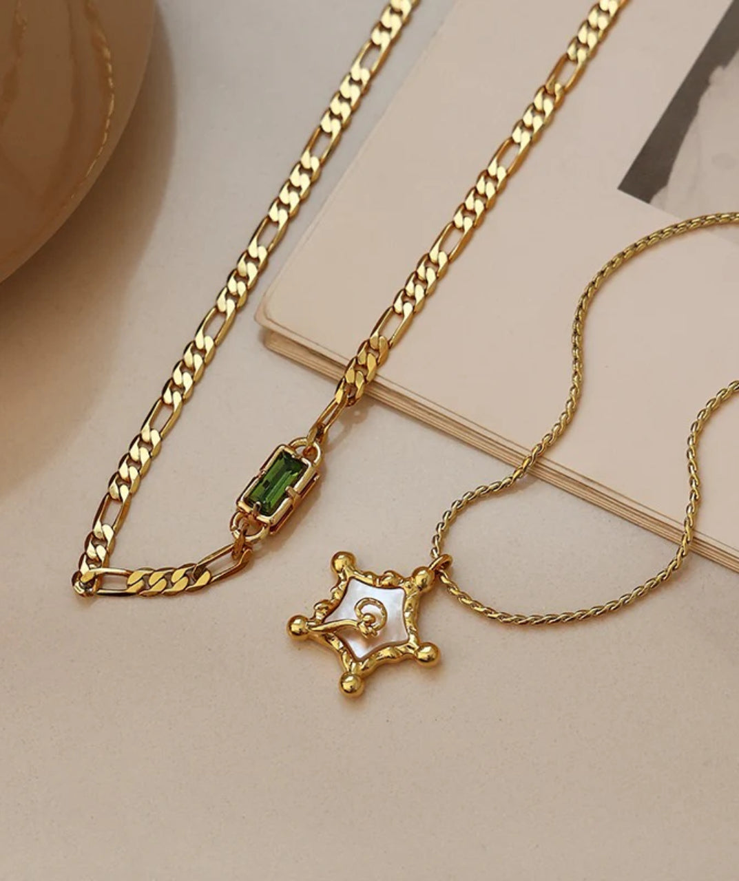 Green Zircon Figaro Necklace