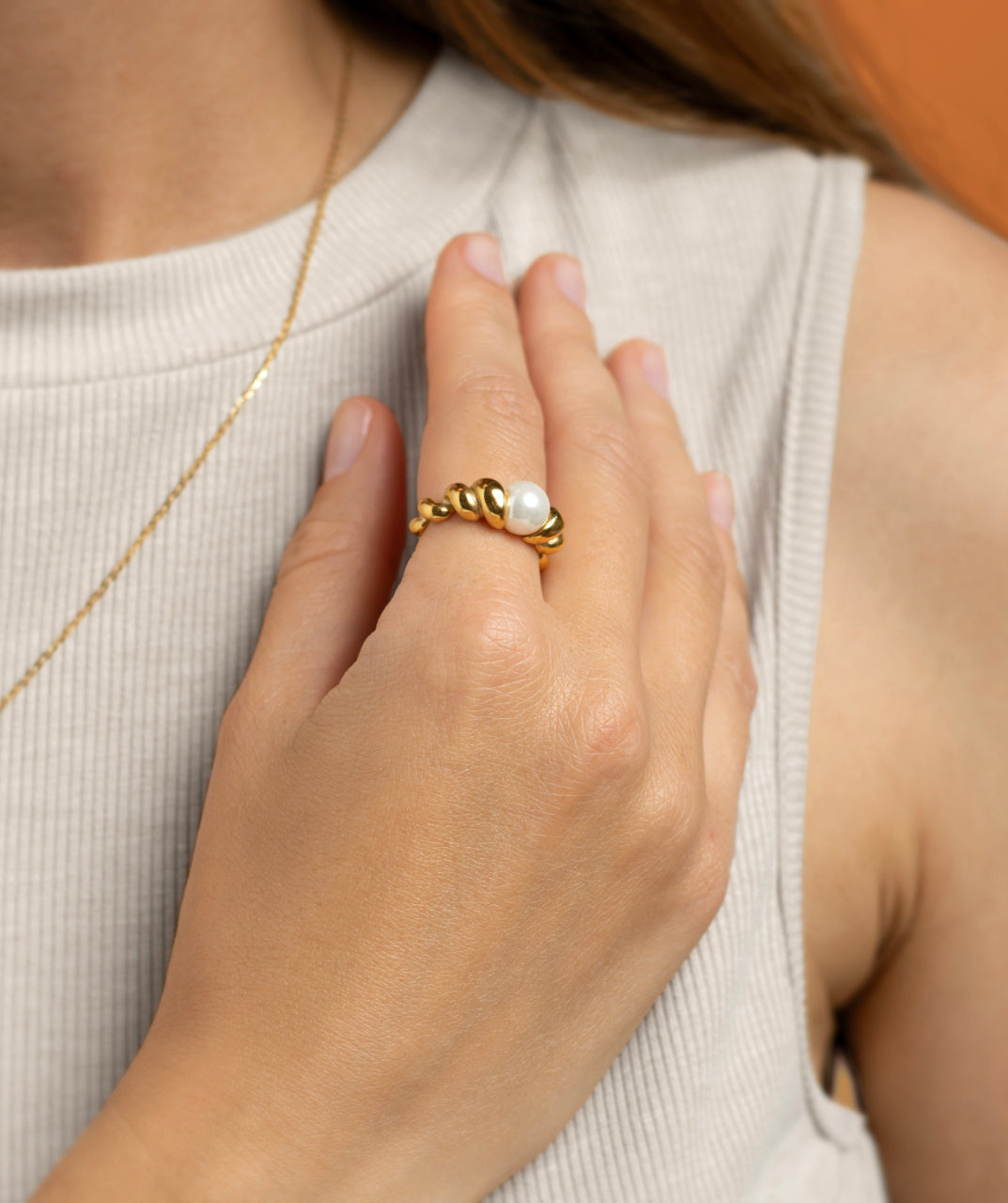 Pearl Gold Stackable Ring