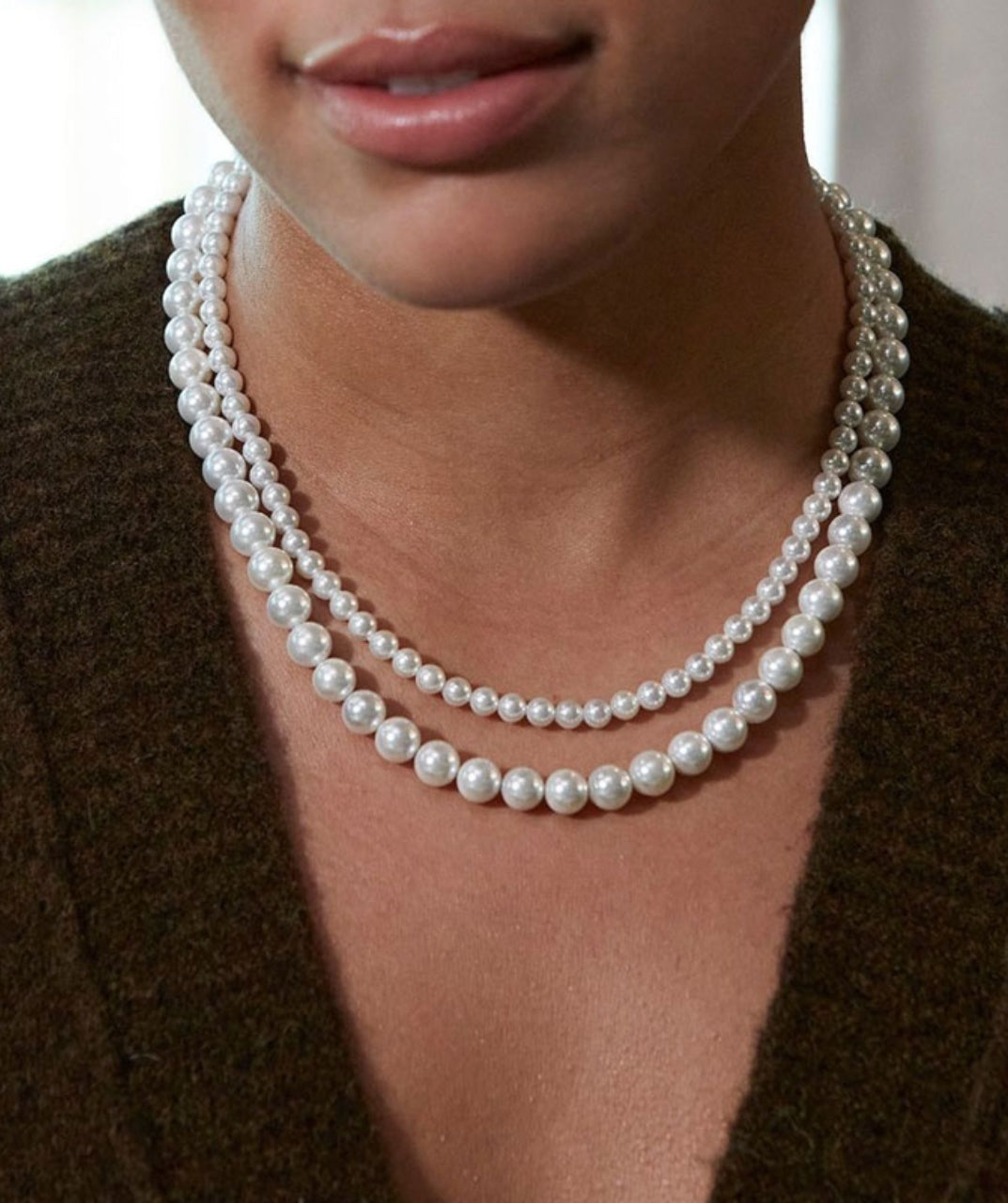 Pearl Brass Chain Necklace