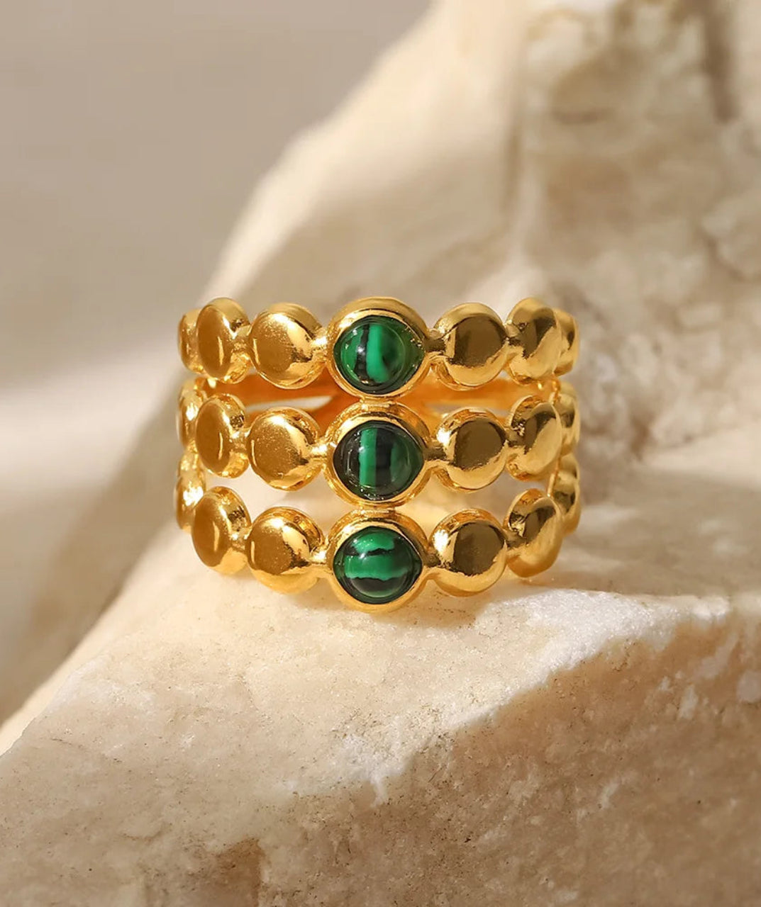 Layered Malachite Statement Ring