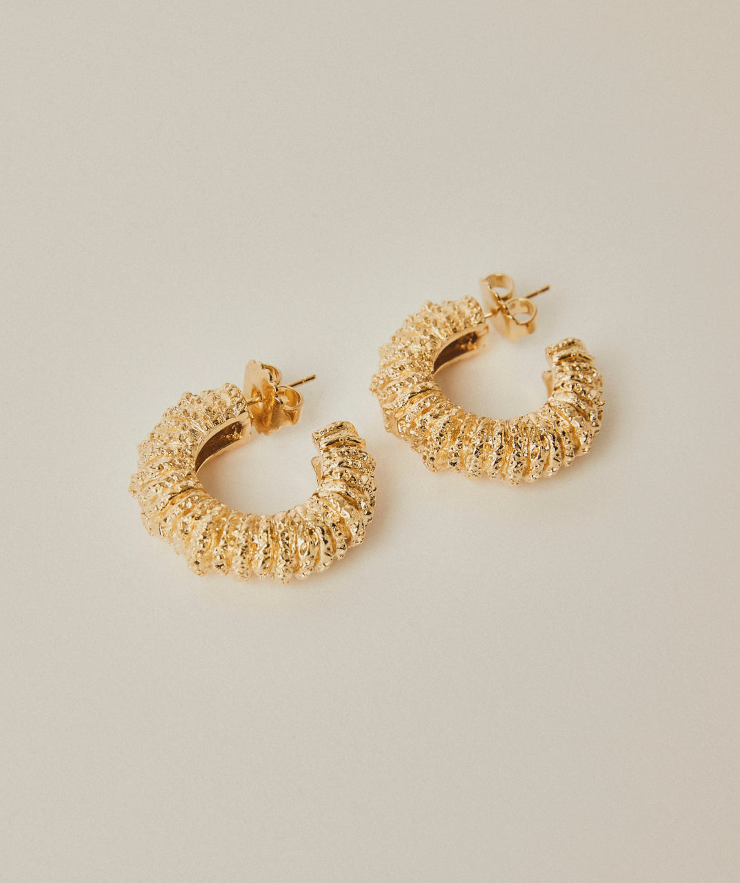 Golden Textured Hoop Earrings