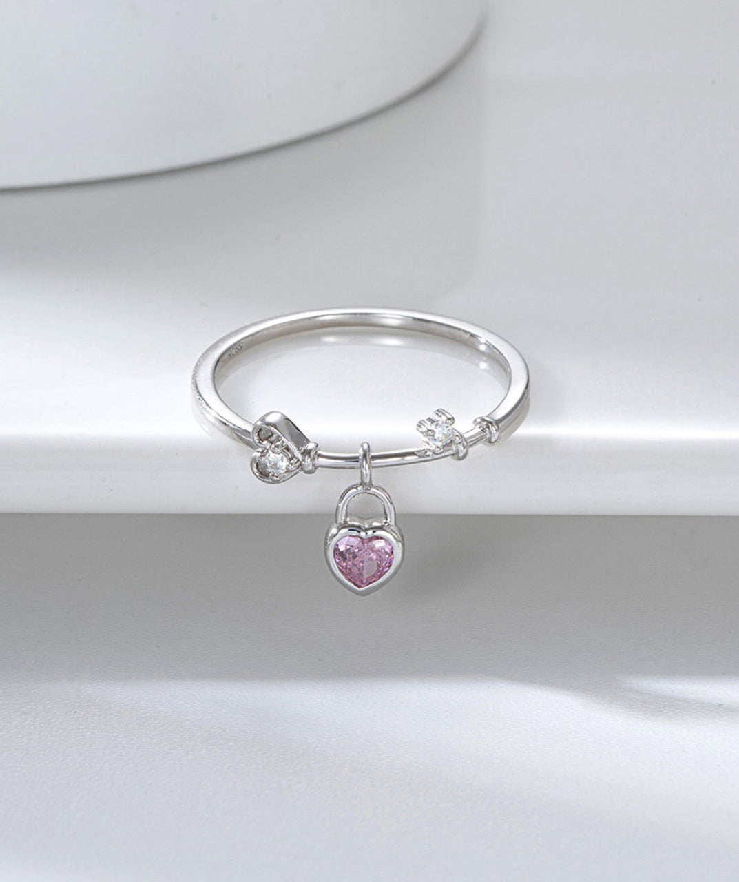 Heart Pendant Stackable Ring