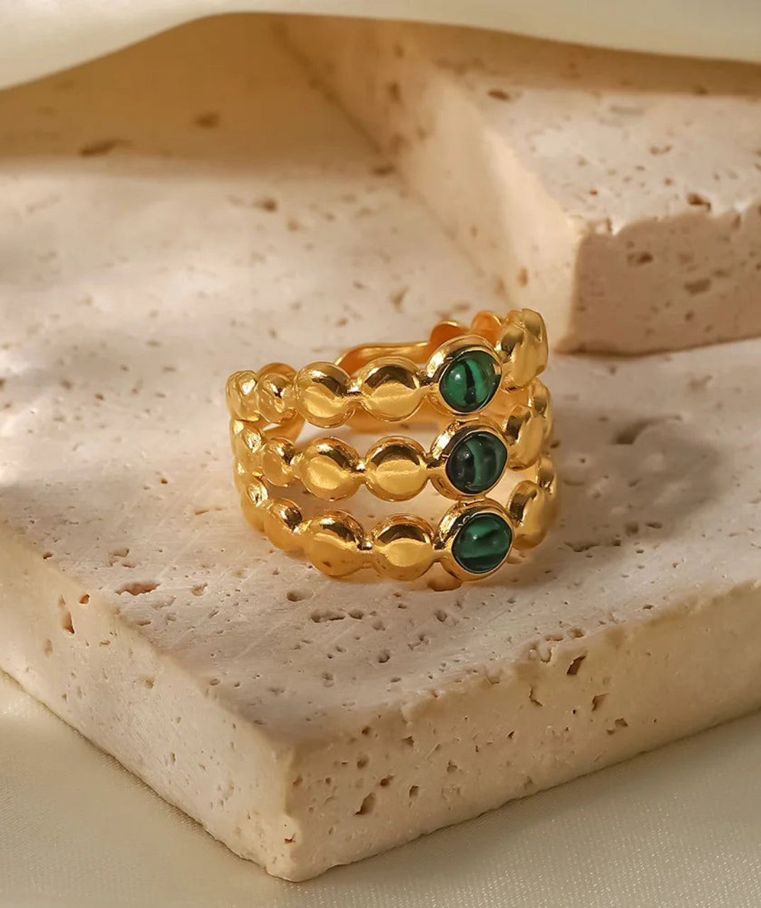 Layered Malachite Statement Ring