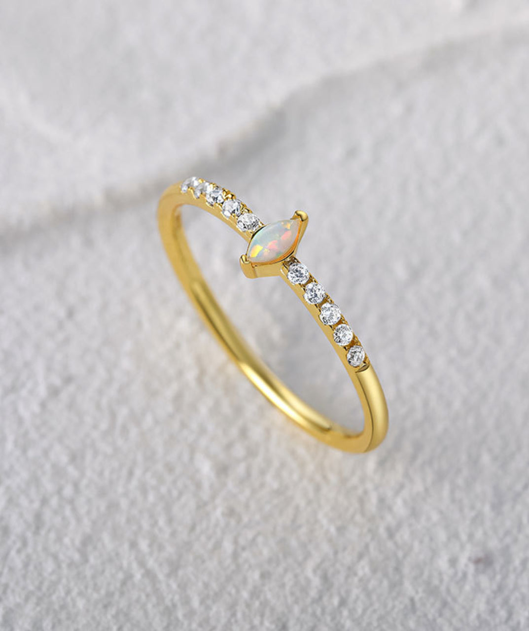 Opal Diamond Stackable Ring