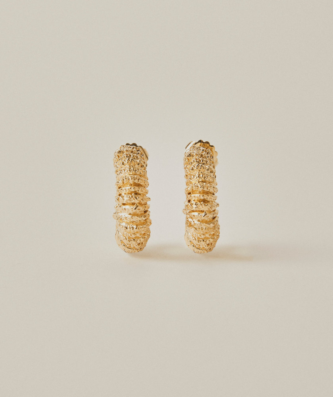 Golden Textured Hoop Earrings