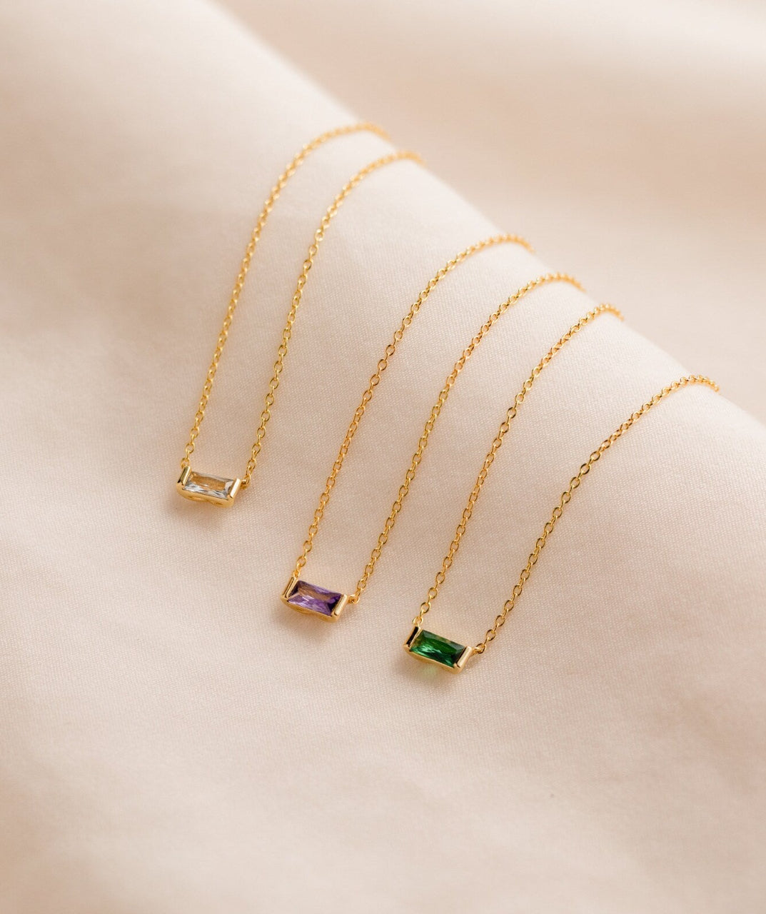 Rectangular Birthstone Necklace