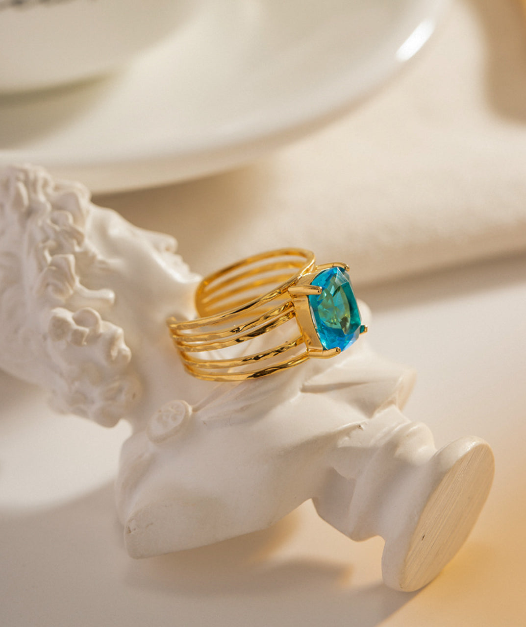 Rectangle Blue Gemstone Ring