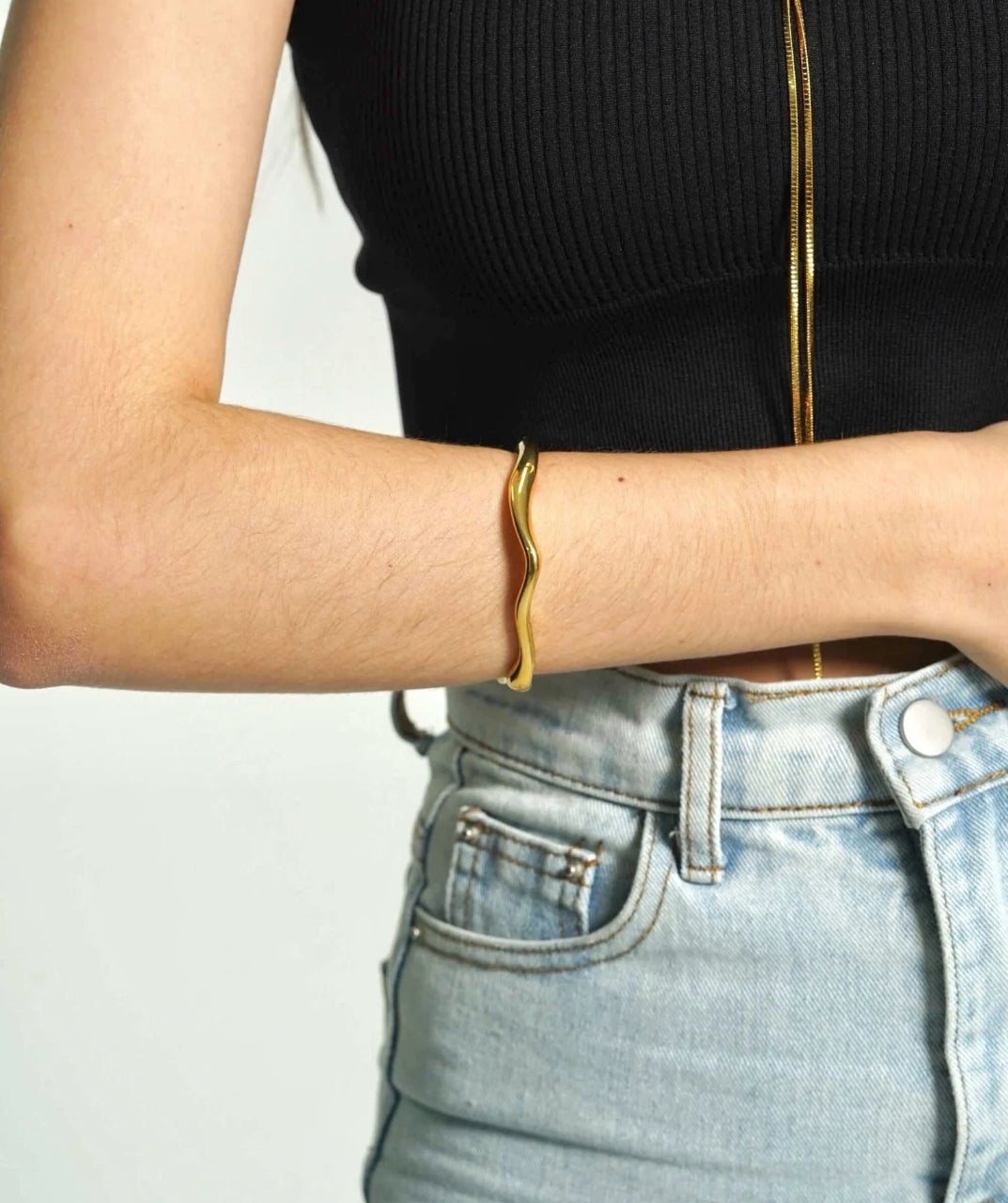 Asymmetric Gold Cuff