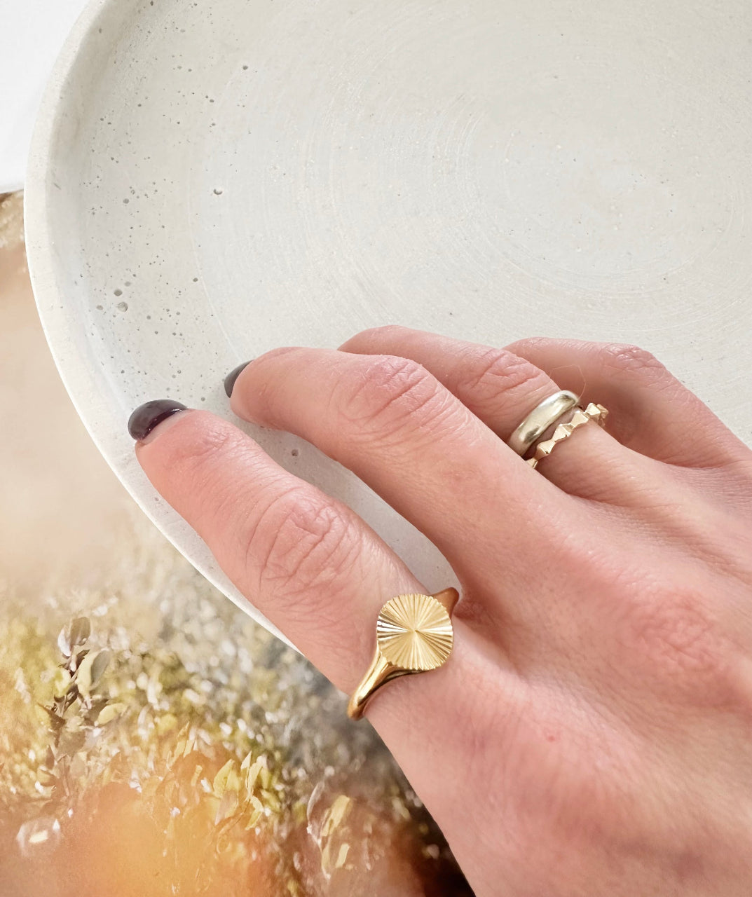 Wave Texture Signet Ring