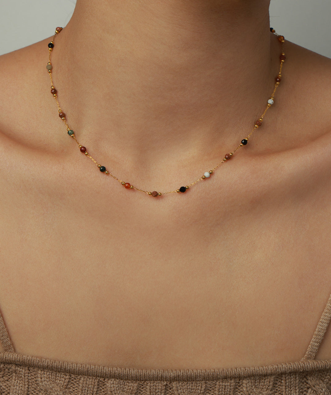 Nature Stone Chain Necklace