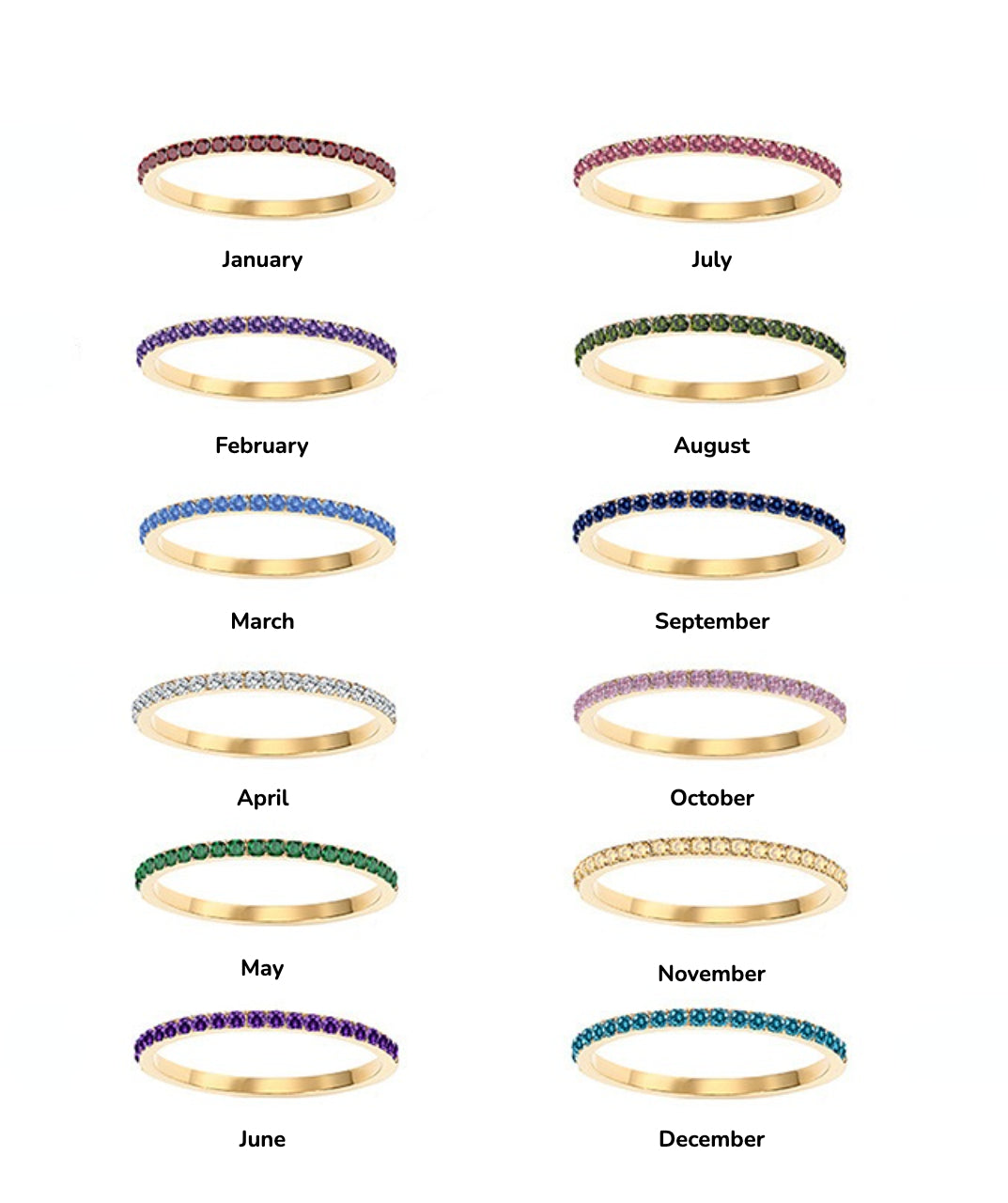 Rainbow Birthstone Rings