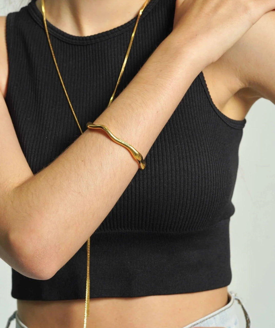 Asymmetric Gold Cuff