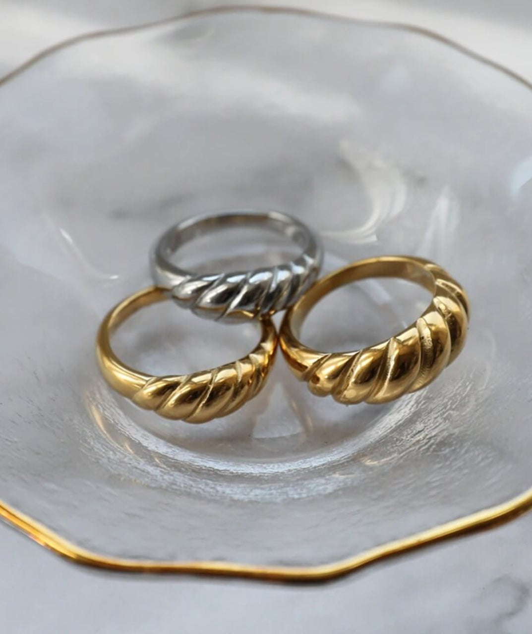 Helical Gold Stackable Ring