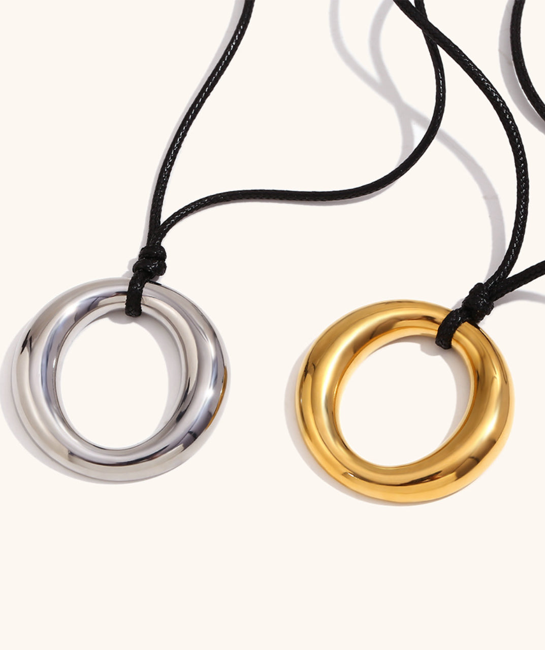 Endless Circle Pendant Cord Necklace