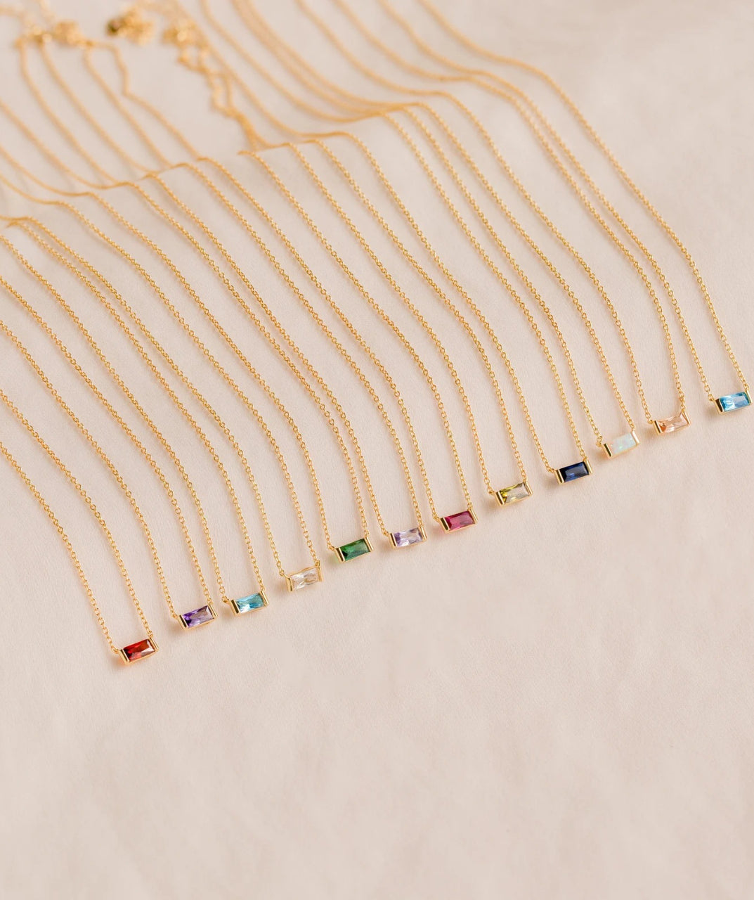 Rectangular Birthstone Necklace